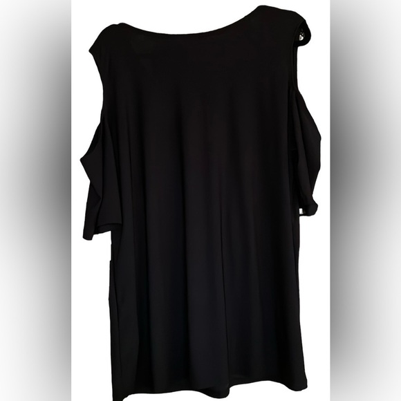SCARLETT Plus Solid Black Cold Shoulder Short Sleeve Dress Top, Sz 2X, NWT. - Picture 8 of 8